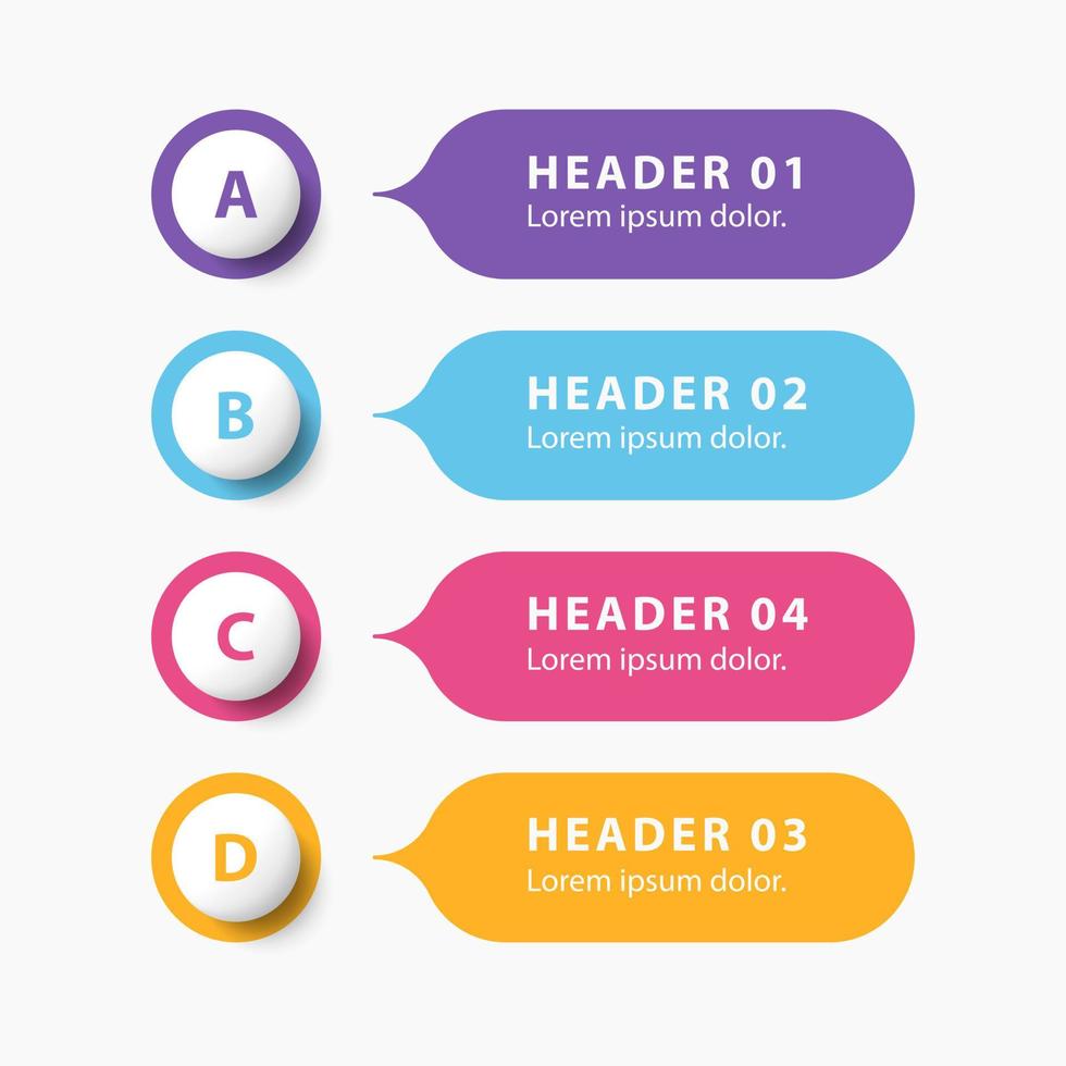 Infographics banners. A vivid illustration of the layout of the labels banner. Colored labels with a set of steps and parameters. A template for the design. All elements are isolated.EPS 10 vector