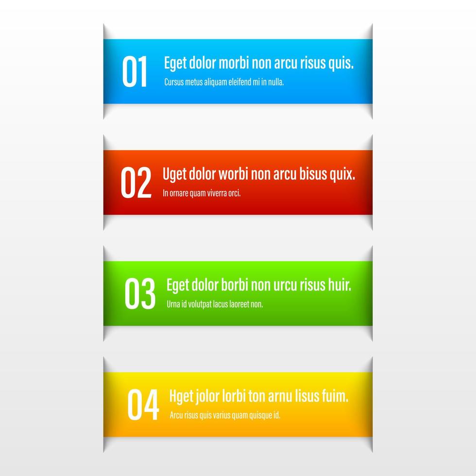 Infographics banners. A vivid illustration of the layout of the labels banner. Colored labels with a set of steps and parameters. A template for the design. All elements are isolated.EPS 10. vector