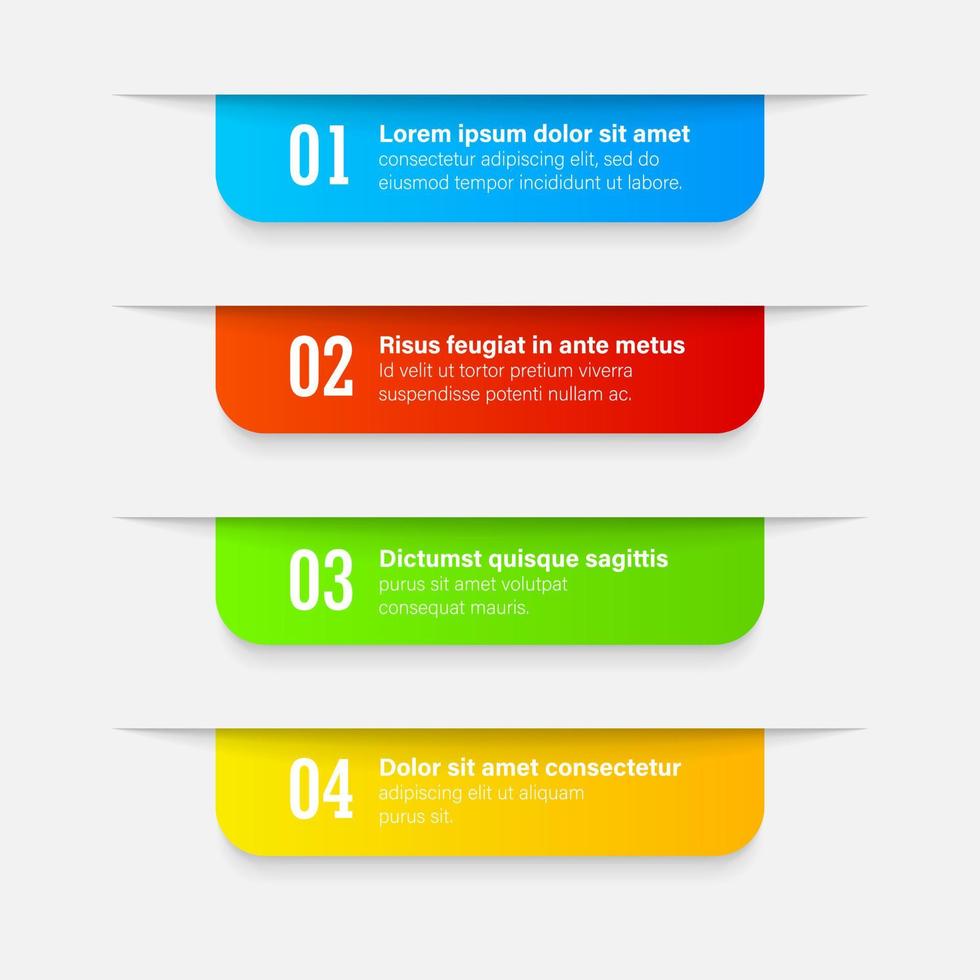 Infographics banners. A vivid illustration of the layout of the labels banner. Colored labels with a set of steps and parameters. A template for the design. All elements are isolated.EPS 10. vector