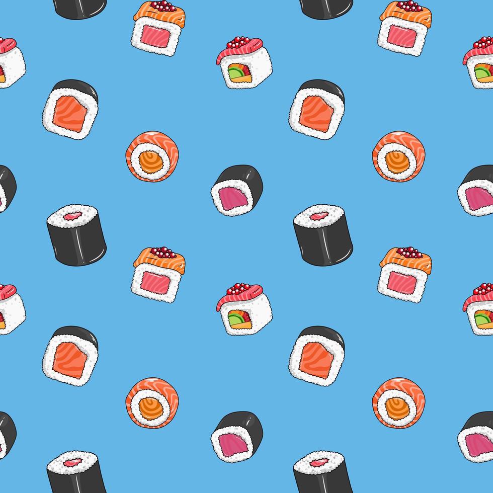 Sushi Background pattern. Vector illustration.