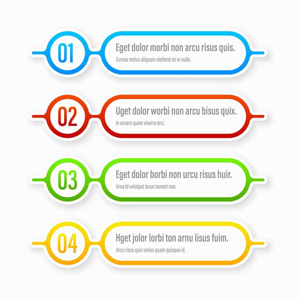 Infographics banners. A vivid illustration of the layout of the labels banner. Colored labels with a set of steps and parameters. A template for the design. All elements are isolated.EPS 10 vector