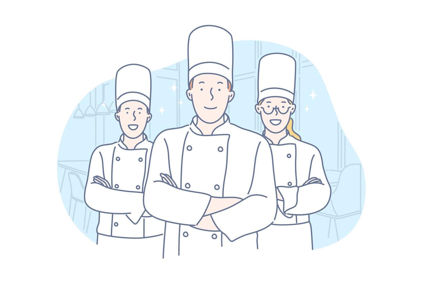 Team, cooking, restaurant concept vector