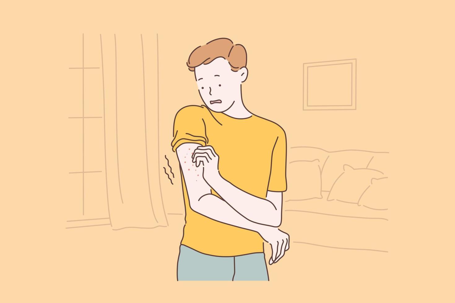 Patient allergic reaction, eczema symptoms concept vector