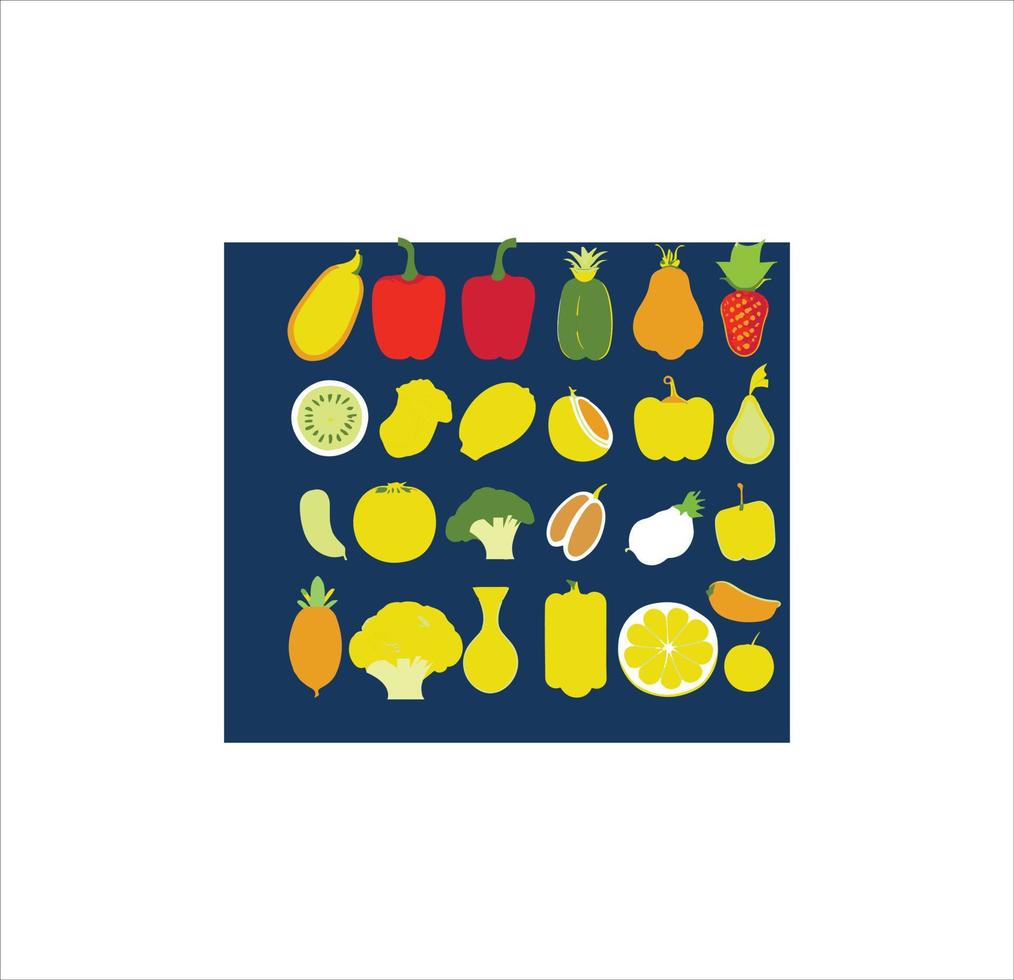 frutas y vegetales íconos vector Arte