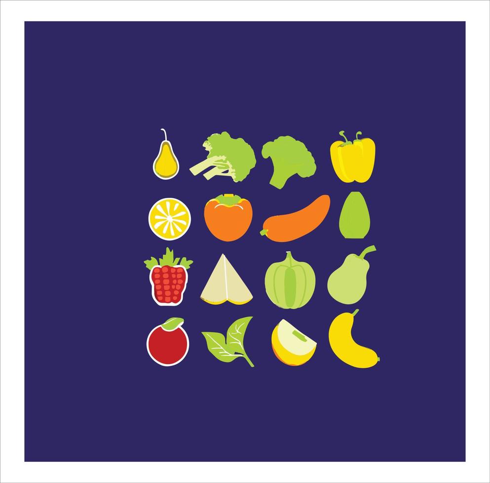 bonito vegetales y frutas vector Arte