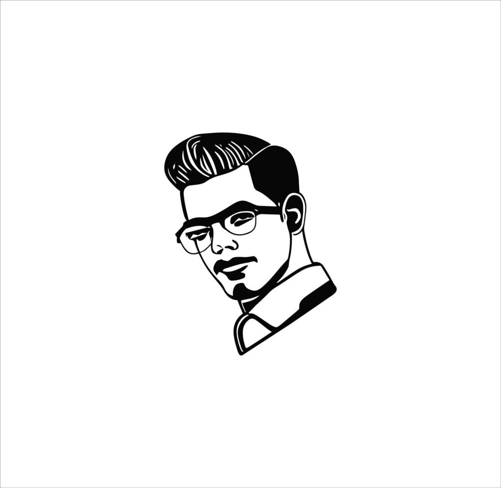 Face of a man vector line line art.