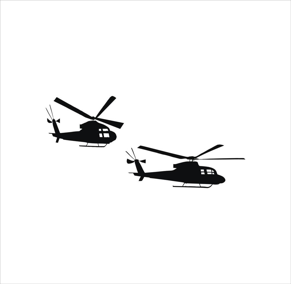 dos helicópteros en el cielo silueta vector Arte.