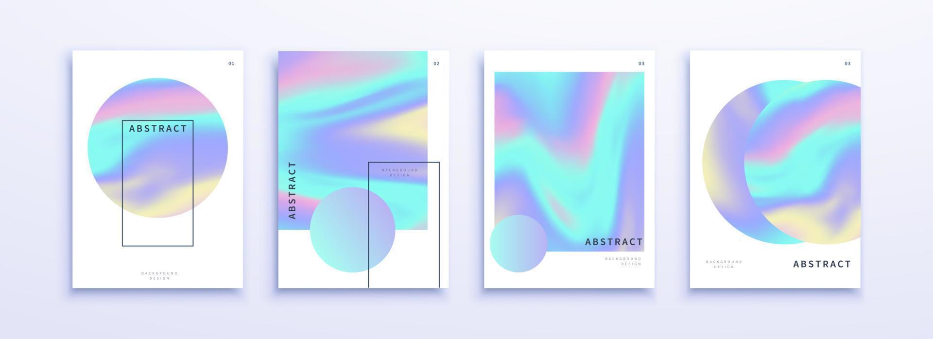 Cover template set with holographic gradient design, for brochure, presentation, flyer and booklet cover use vector