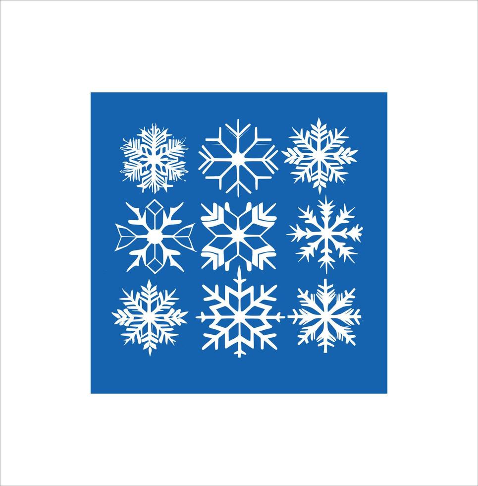 White silhouette vector snow icon with blue background