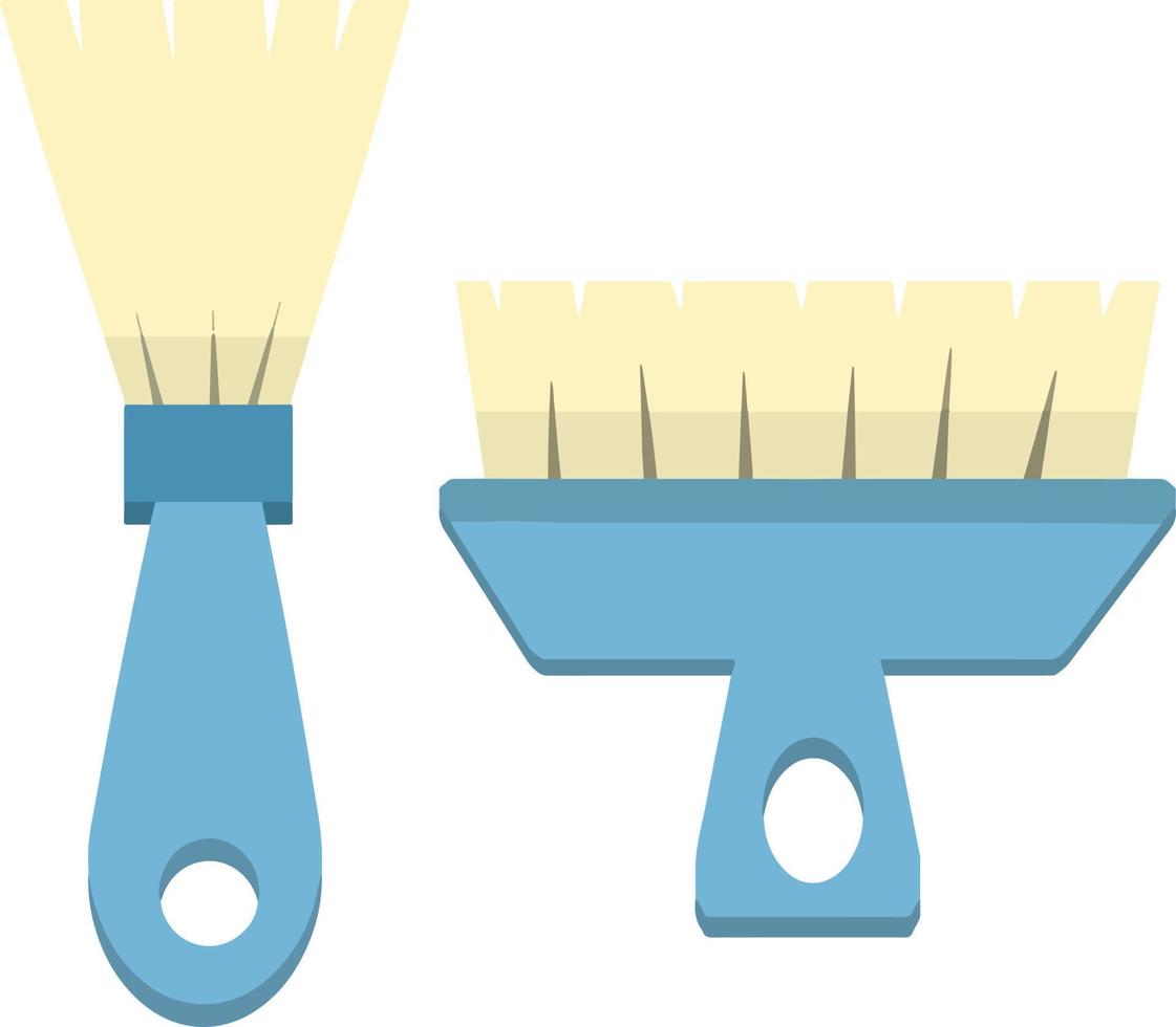 Set of blue brushes for painting walls. Home repair. Artistic device. Tool working. Cartoon flat illustration vector