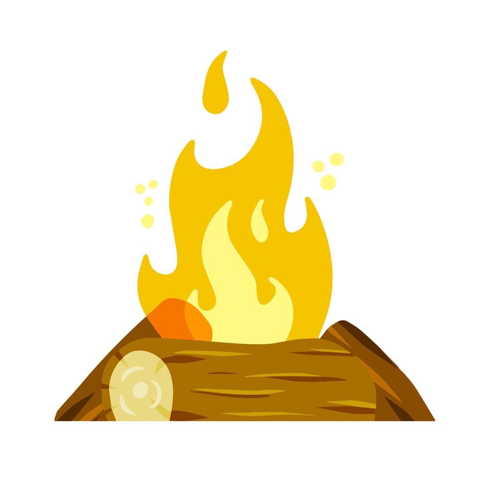 Bonfire with logs. Tourist Campfire. Flame and fire. Flat cartoon isolated on white vector