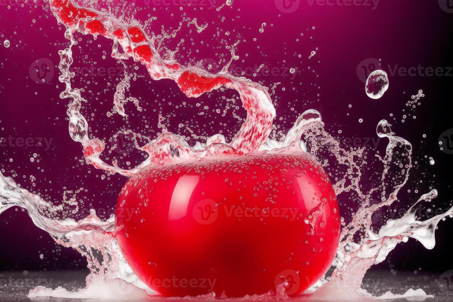 Water splash with bubbles on blue background. Abstract background. photo