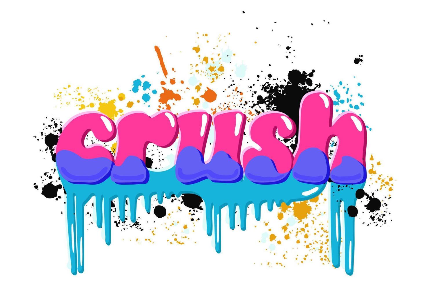 Crush. Bright lettering in graffiti style. vector