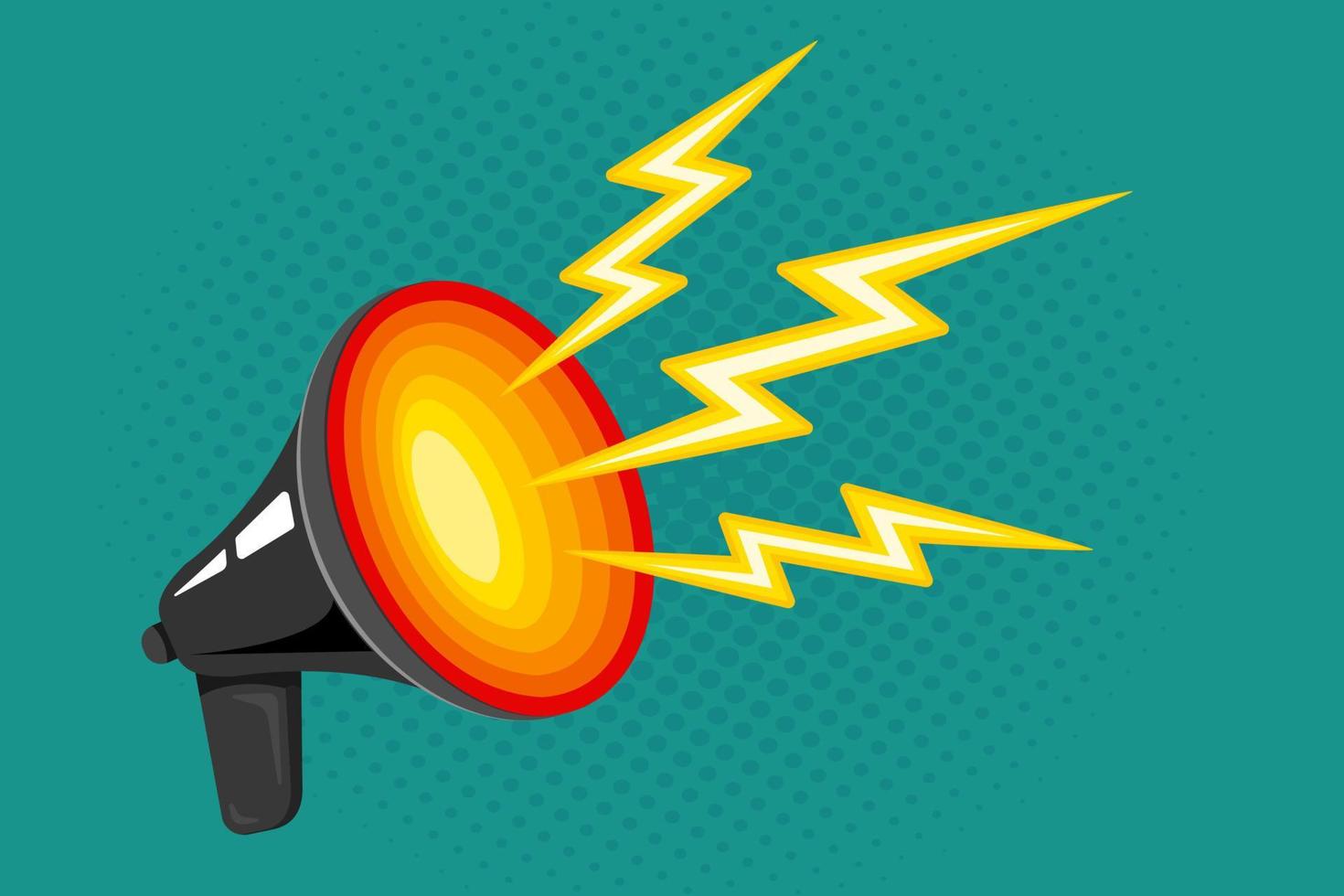 Vector icon of vintage megaphone on abstract background for breaking news or sale.
