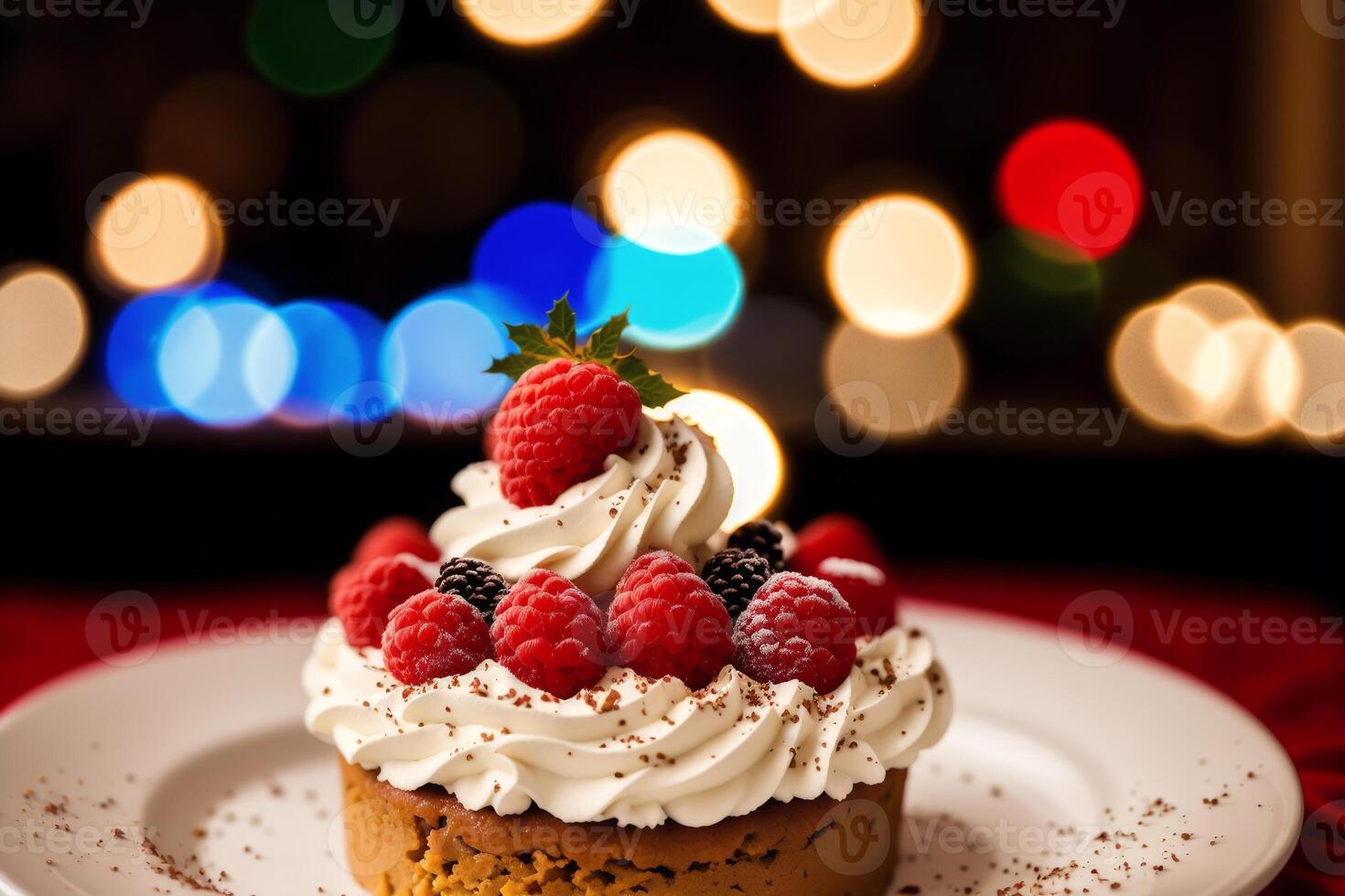 delicioso chocolate pastel con crema y Formación de hielo azúcar en un blanco lámina. canutillos con chocolate crema y cereza, generativo ai foto