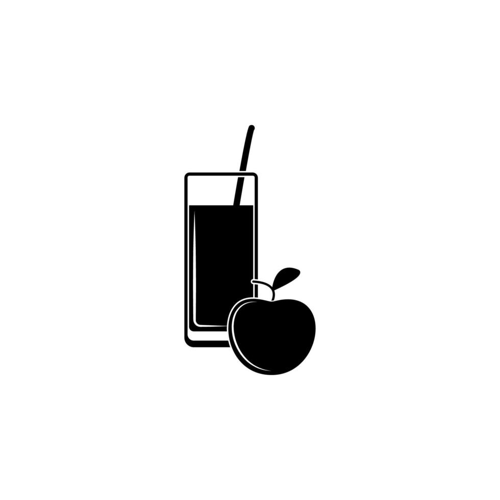 apple juice in a glass vector icon illustration