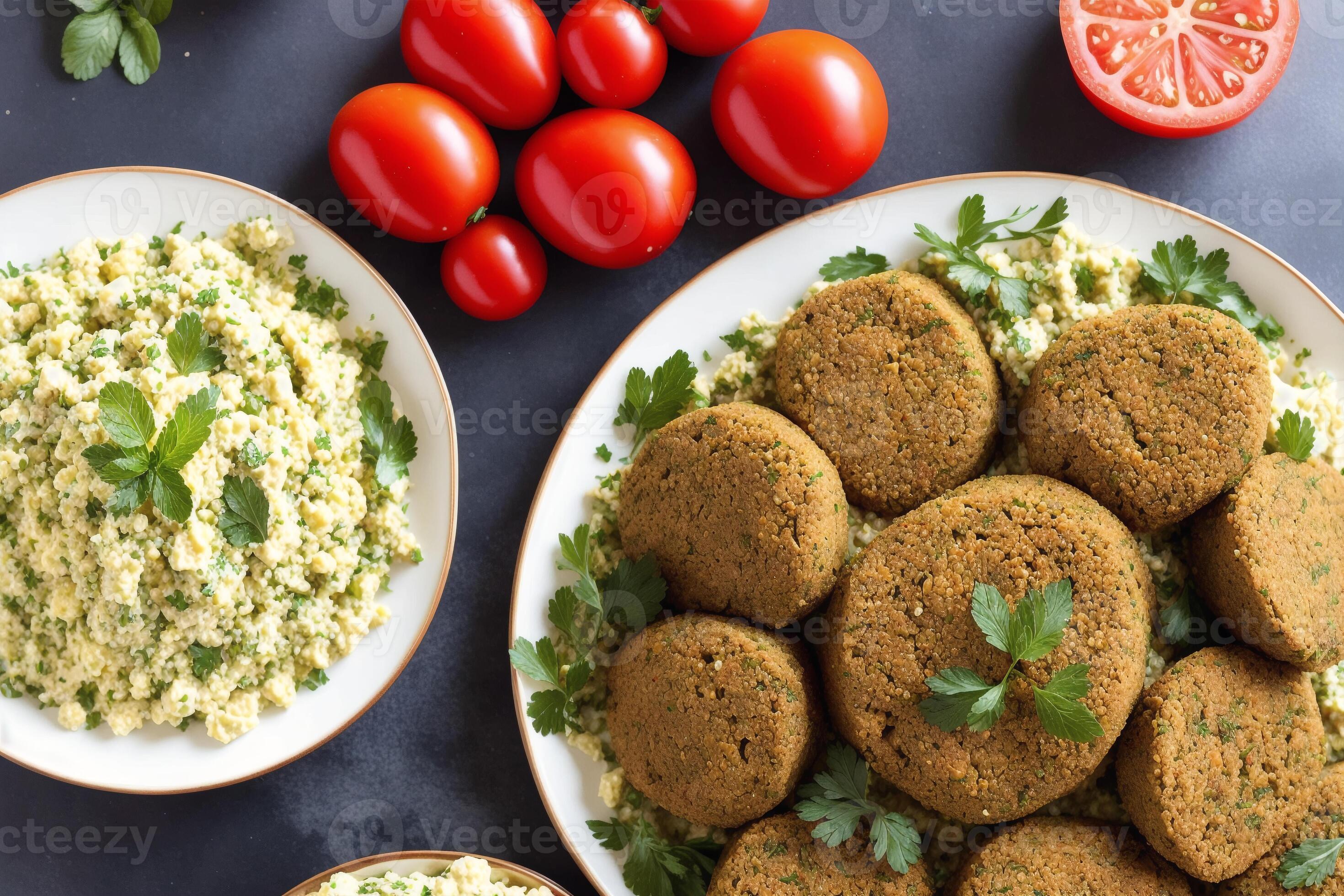 Lebanese cuisine. Chicken shish kebab on skewers served with couscous