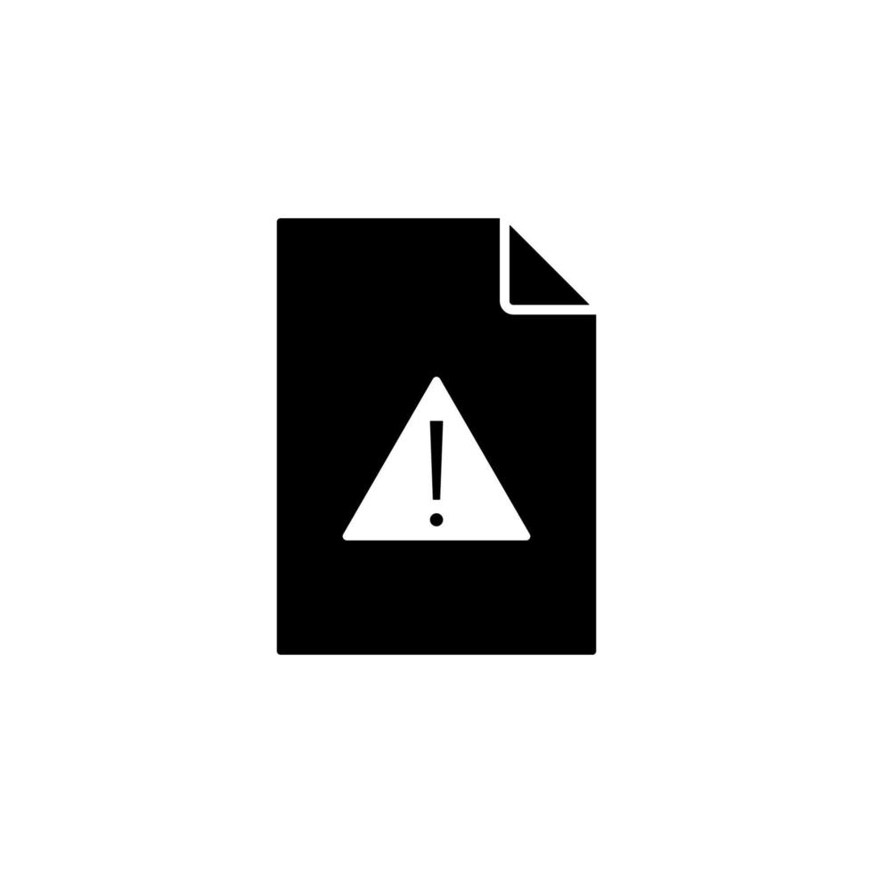 Exclamation point on document vector icon illustration