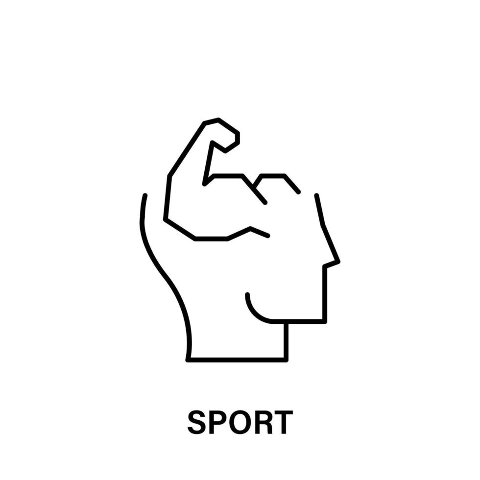 pensamiento, cabeza, mano, músculos, deporte vector icono ilustración