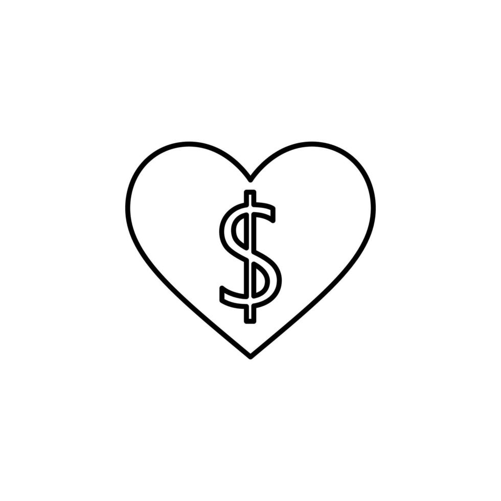 corazón dolares vector icono ilustración