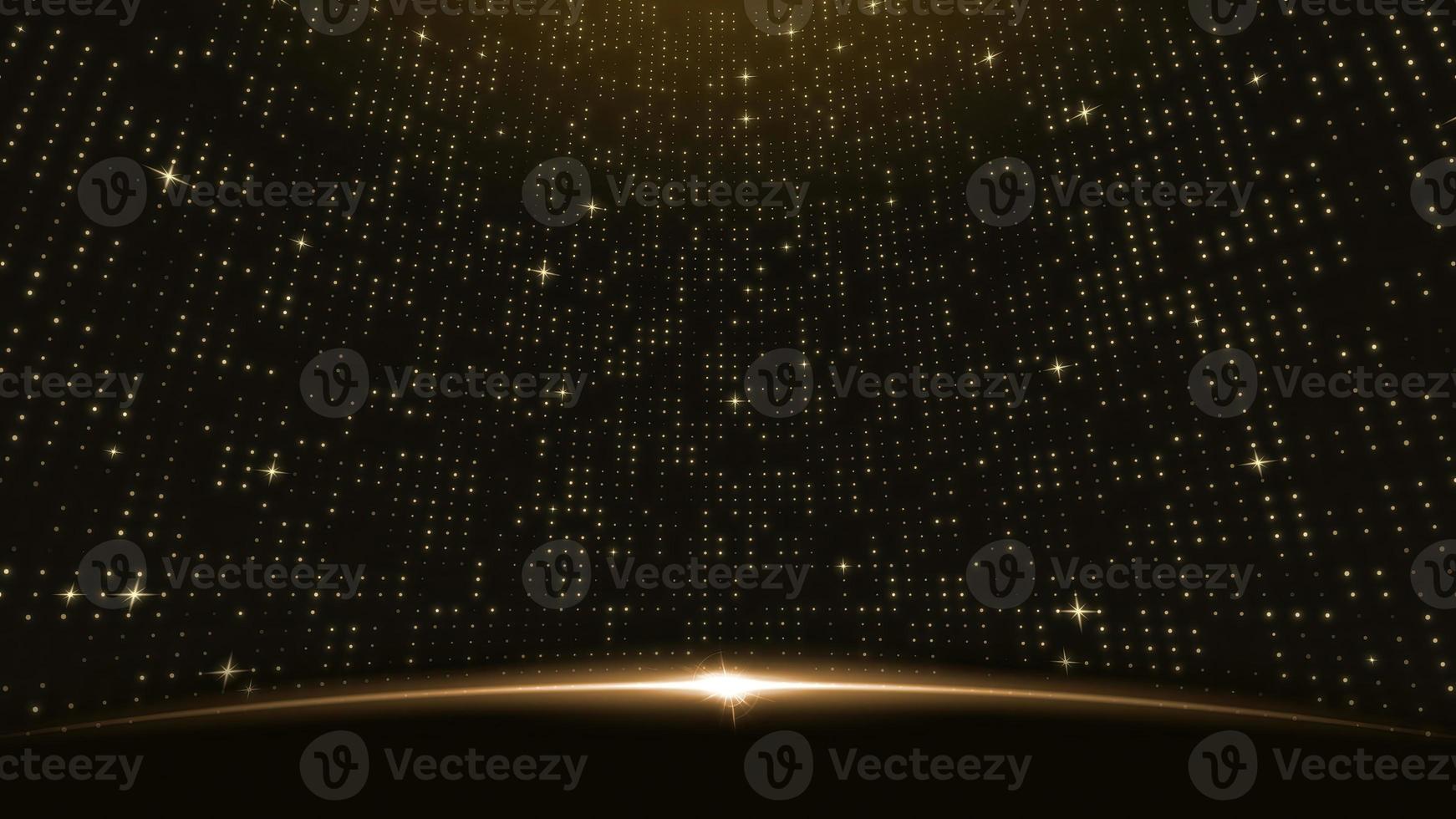 Gold lights rays stage scene for award winning event, abstract particle glitter photo
