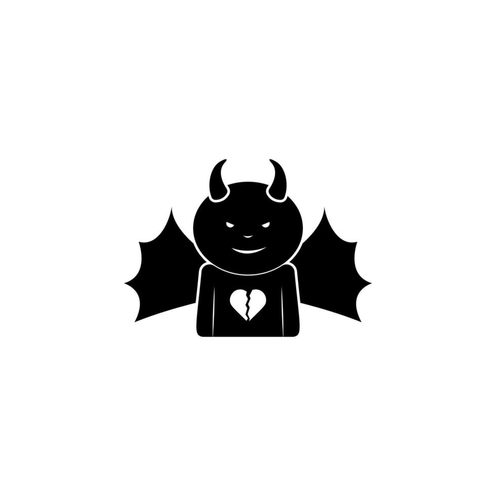 a demon with a broken heart vector icon illustration