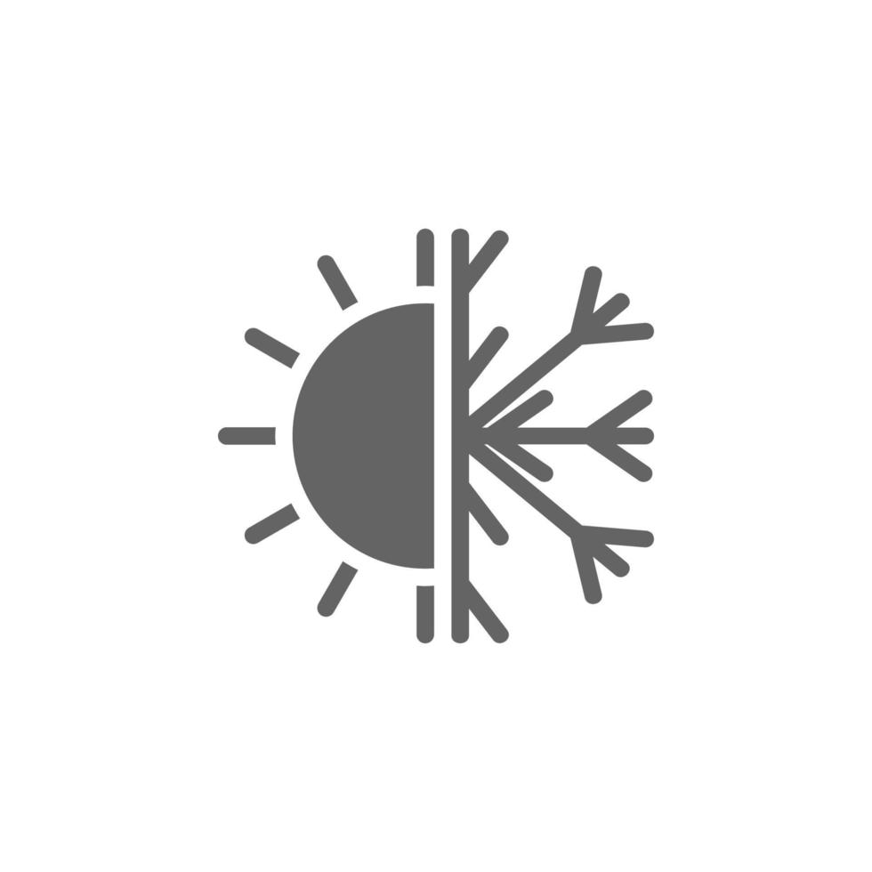 Sunny, snowy weather vector icon illustration