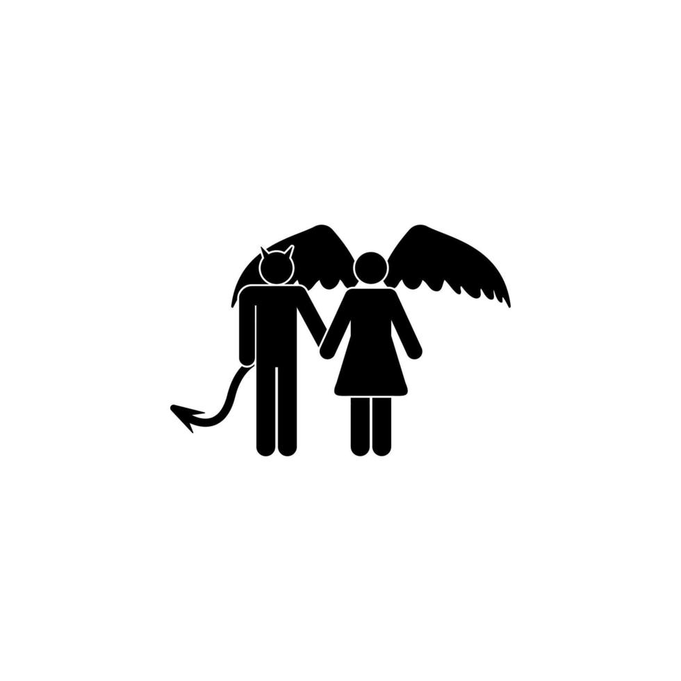 couple angel and demon vector icon illustration