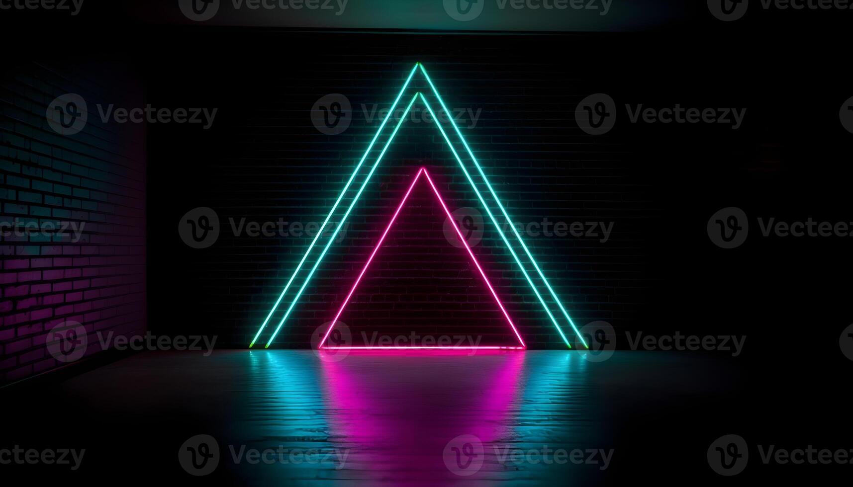 Futuristic Stage colorful neon lights stages room background and backdrop, empty podium for Product Display or Presentations, abstract modern, Perfect for Showcases and Modern Projects. 3D Rendering. photo