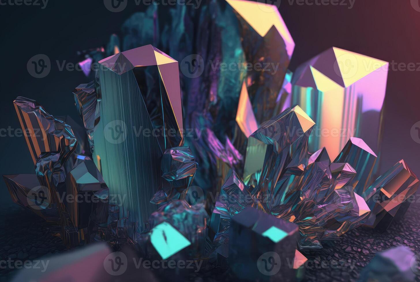 Abstract glass holographic crystals. photo