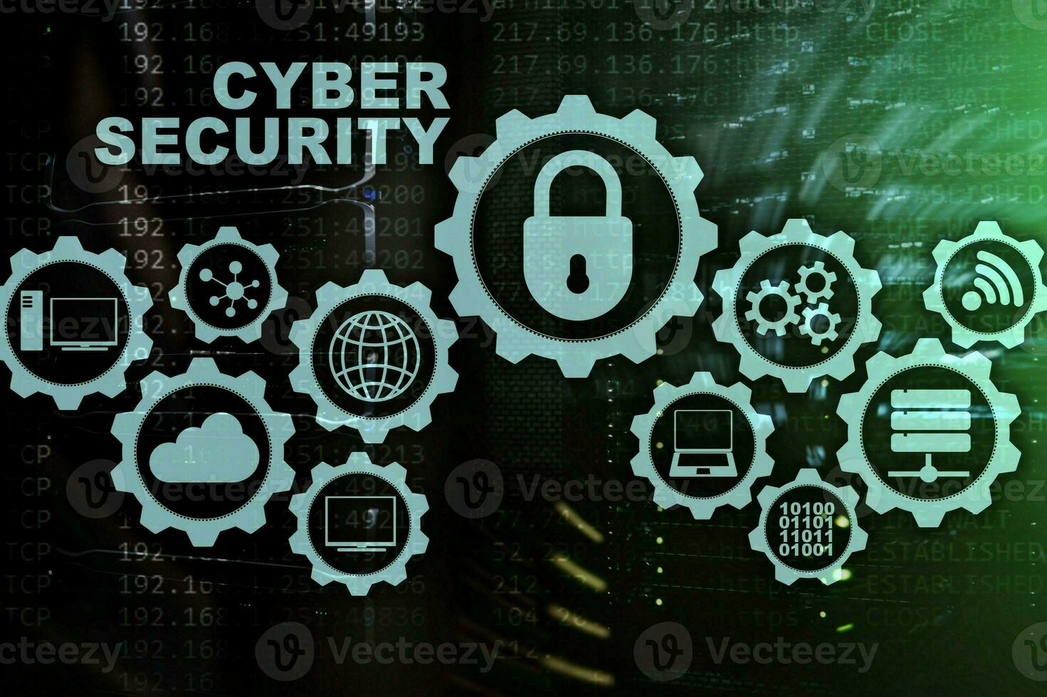 Cyber Security Network. Data Protection Privacy Concept on datacenter background photo