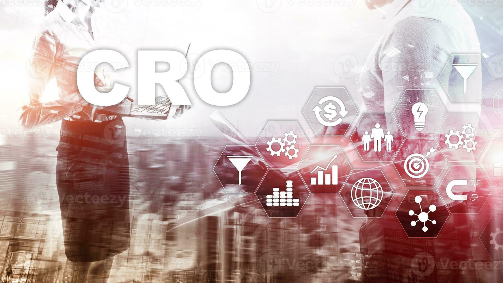 Conversion Rate Optimization. CRO Business Technology Finance concept on a virtual screen photo