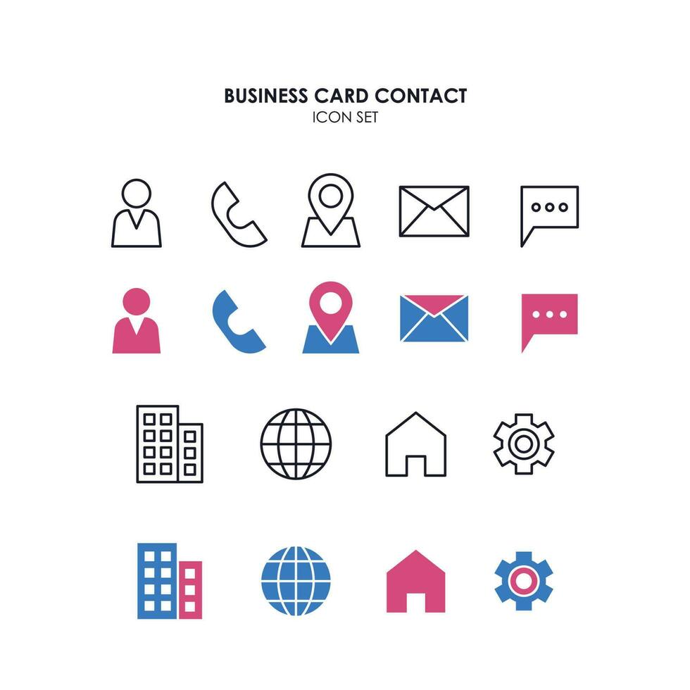 Business Card Contact Icons Set vector