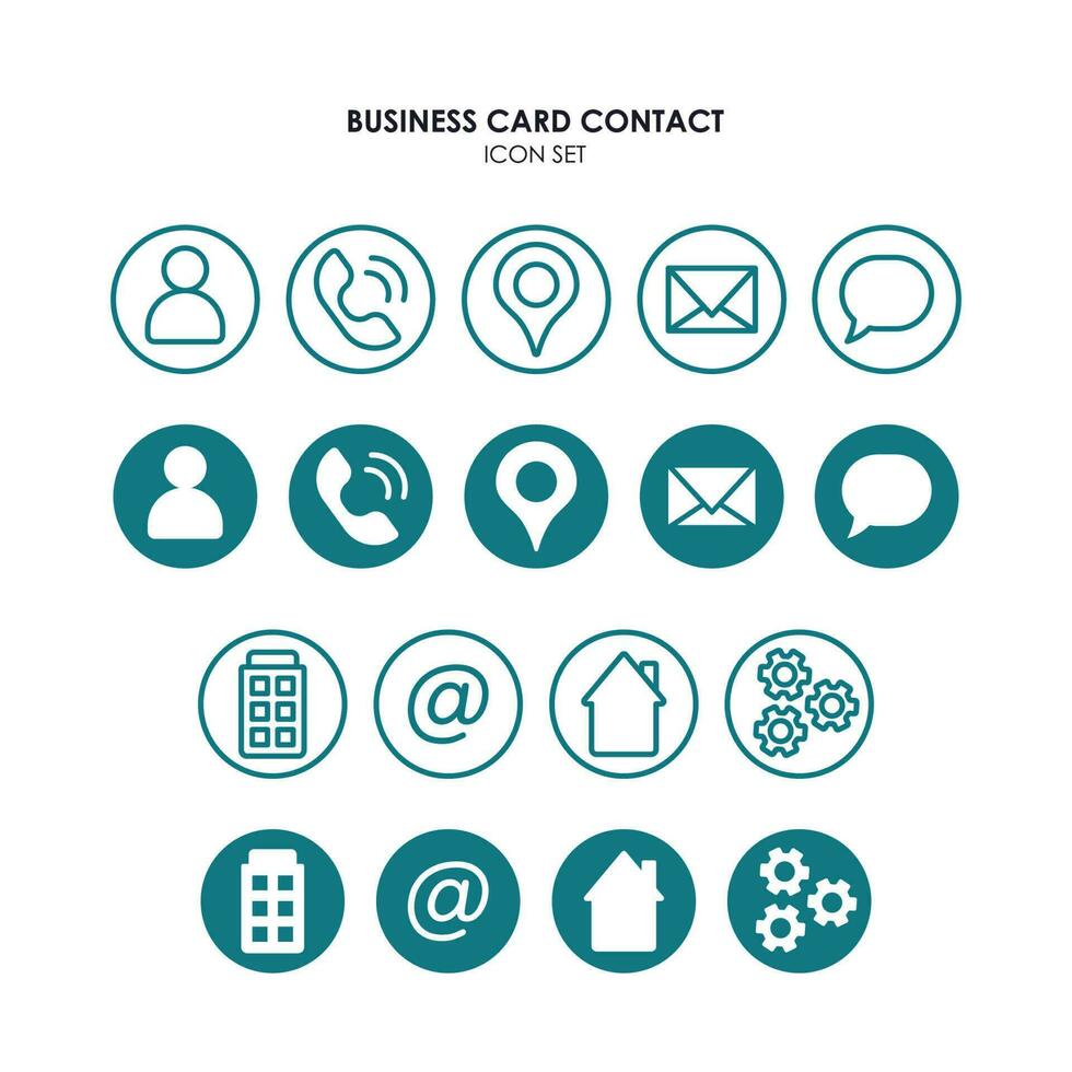 Business Card Contact Icons Set vector