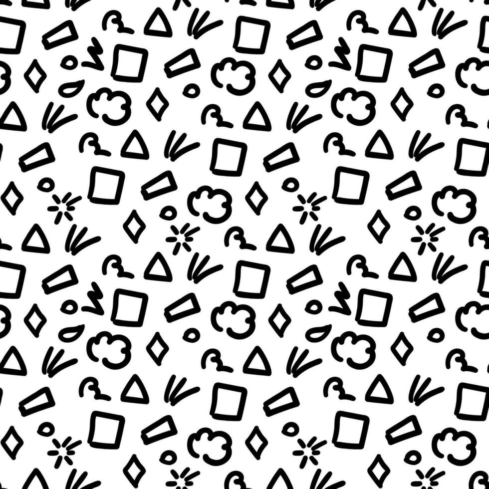 Doodle elements squiggle seamless pattern vector illustration