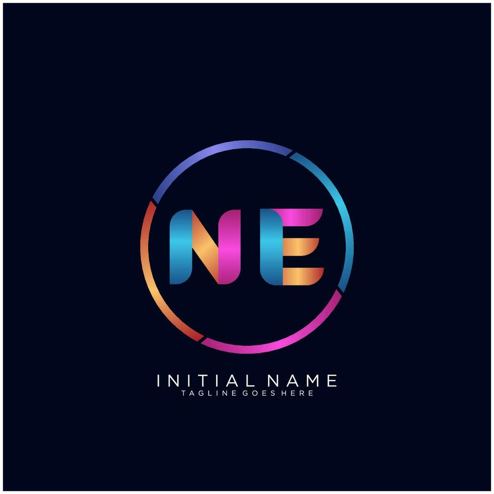 Letter NE colorfull logo premium elegant template vector