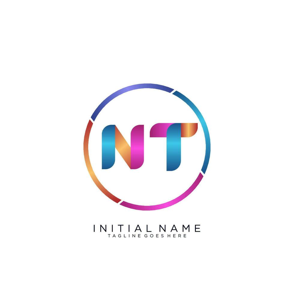 Letter NT colorfull logo premium elegant template vector
