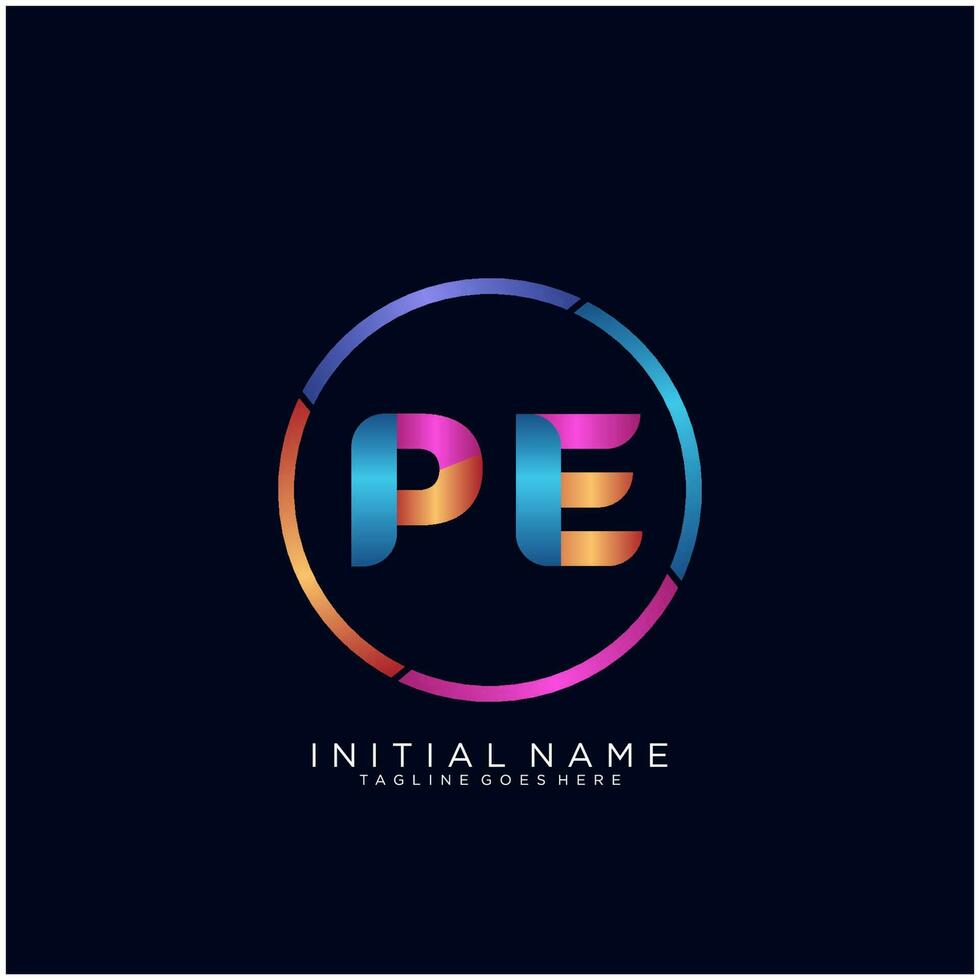 Letter PE  colorfull logo premium elegant template vector