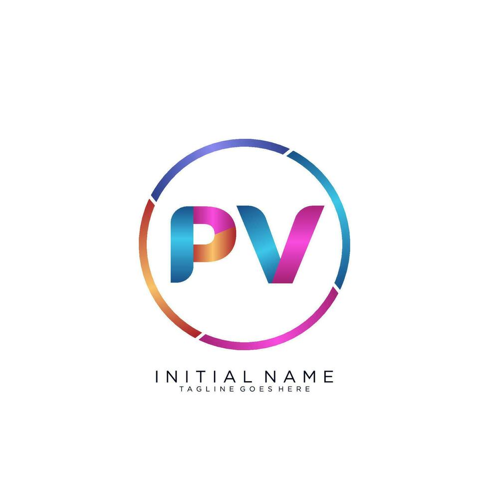 Letter PV colorfull logo premium elegant template vector