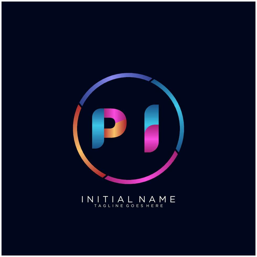 Letter PI colorfull logo premium elegant template vector