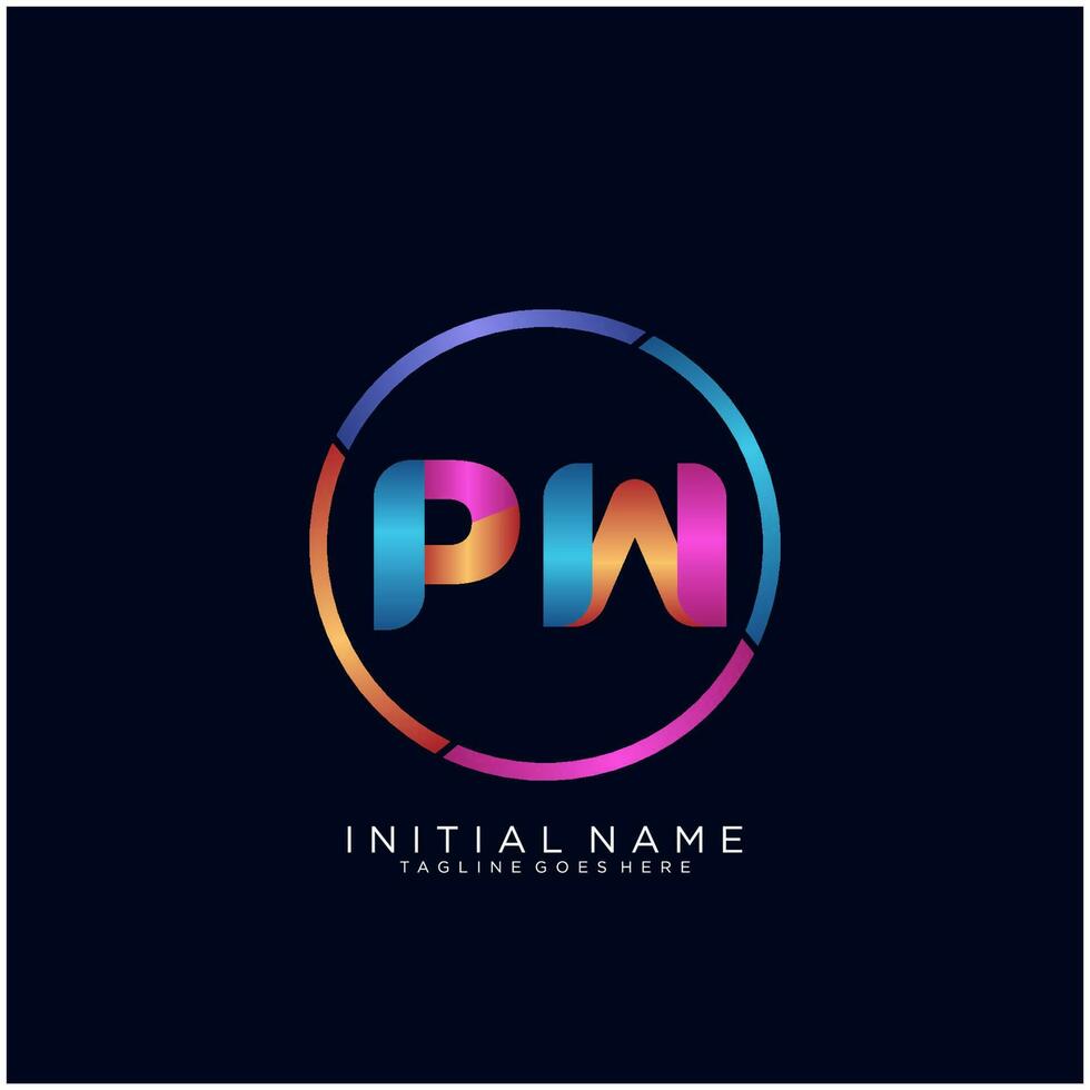 Letter PW colorfull logo premium elegant template vector