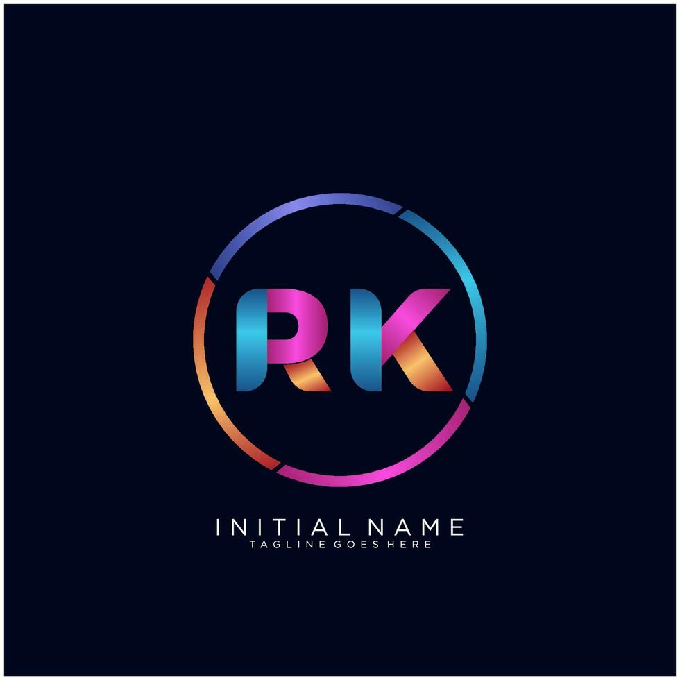 letra rk colorido logo prima elegante modelo vector