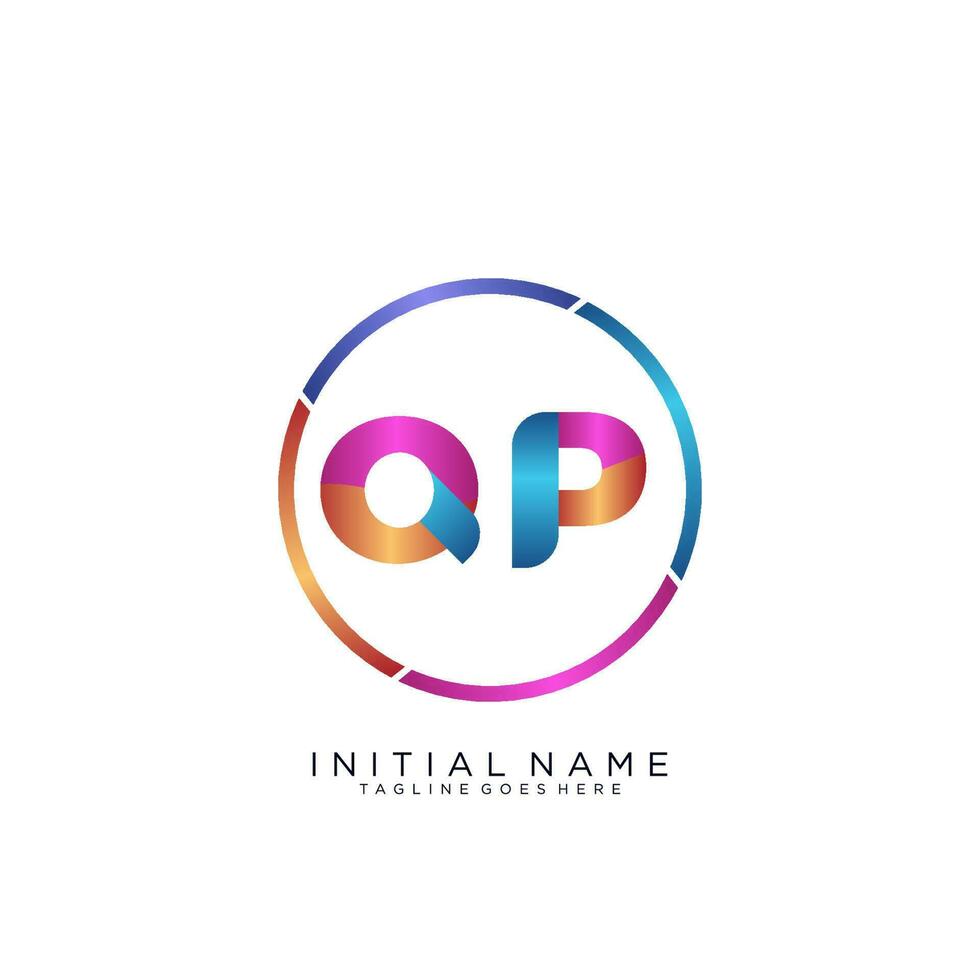 Letter QP  colorfull logo premium elegant template vector