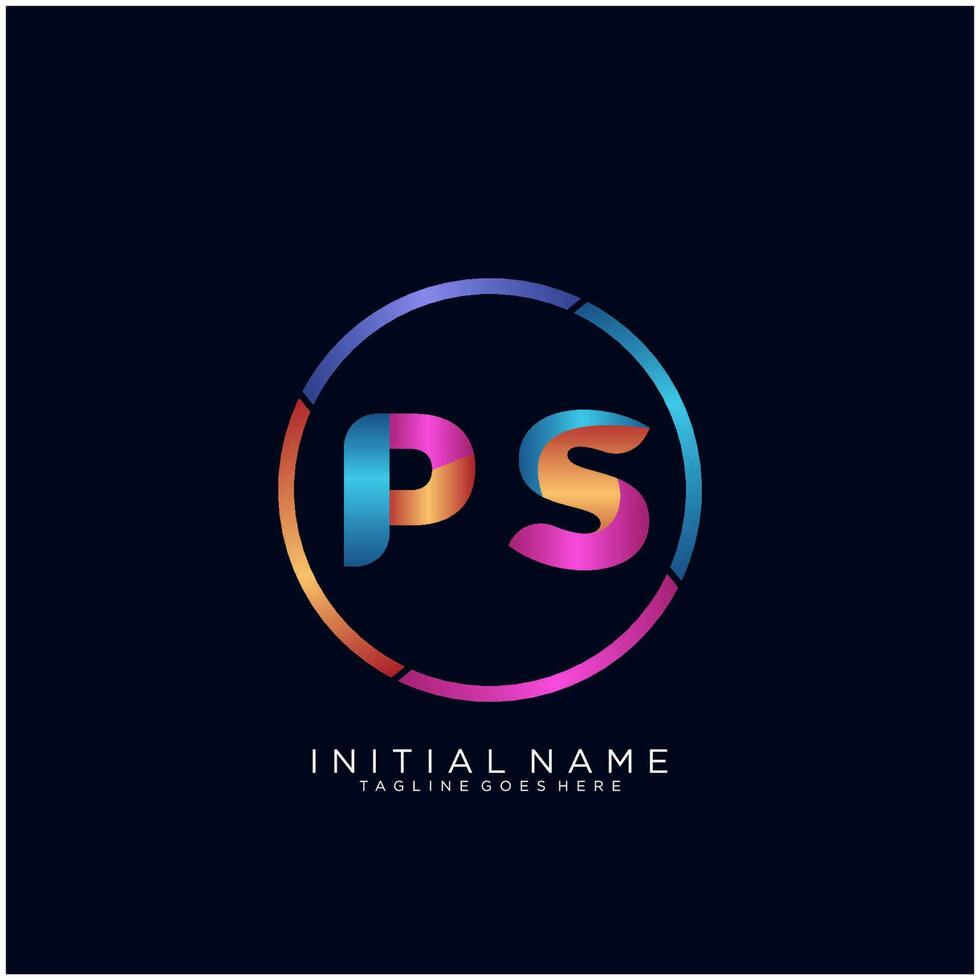 Letter PS colorfull logo premium elegant template vector
