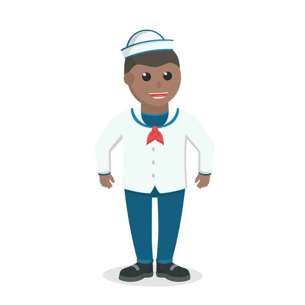 marinero africano actitud diseño personaje en blanco antecedentes vector