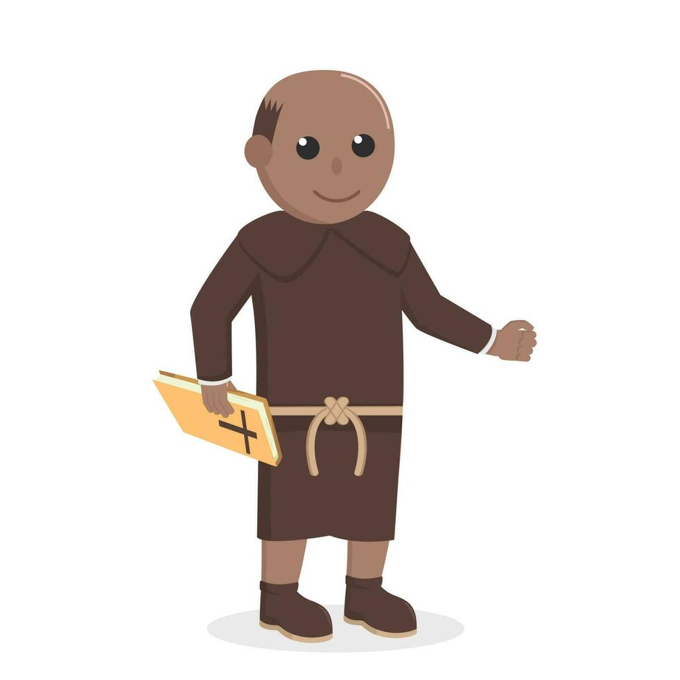 christian monk african holding bible design character on white background vector