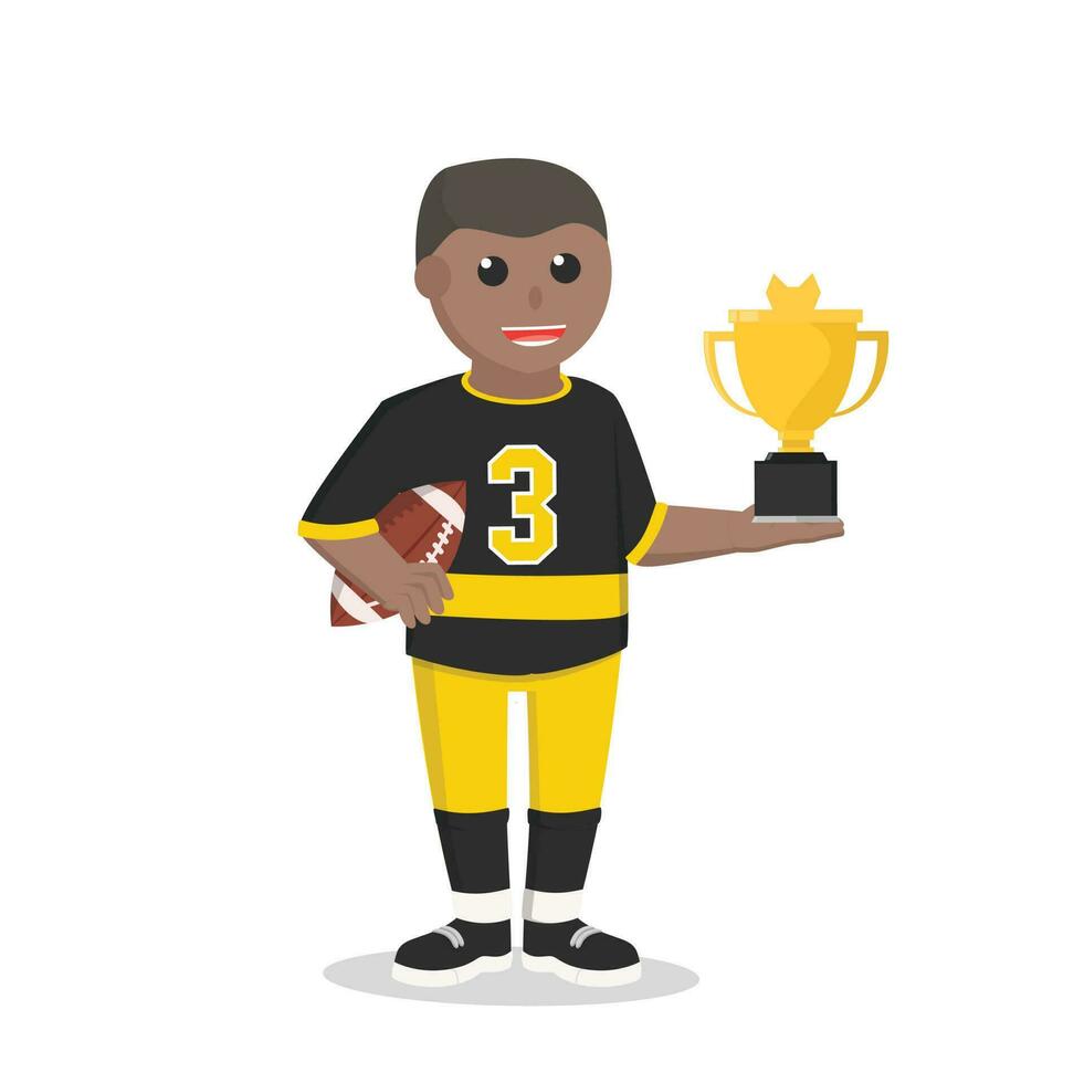 american football got trophy people african design character on white background vector