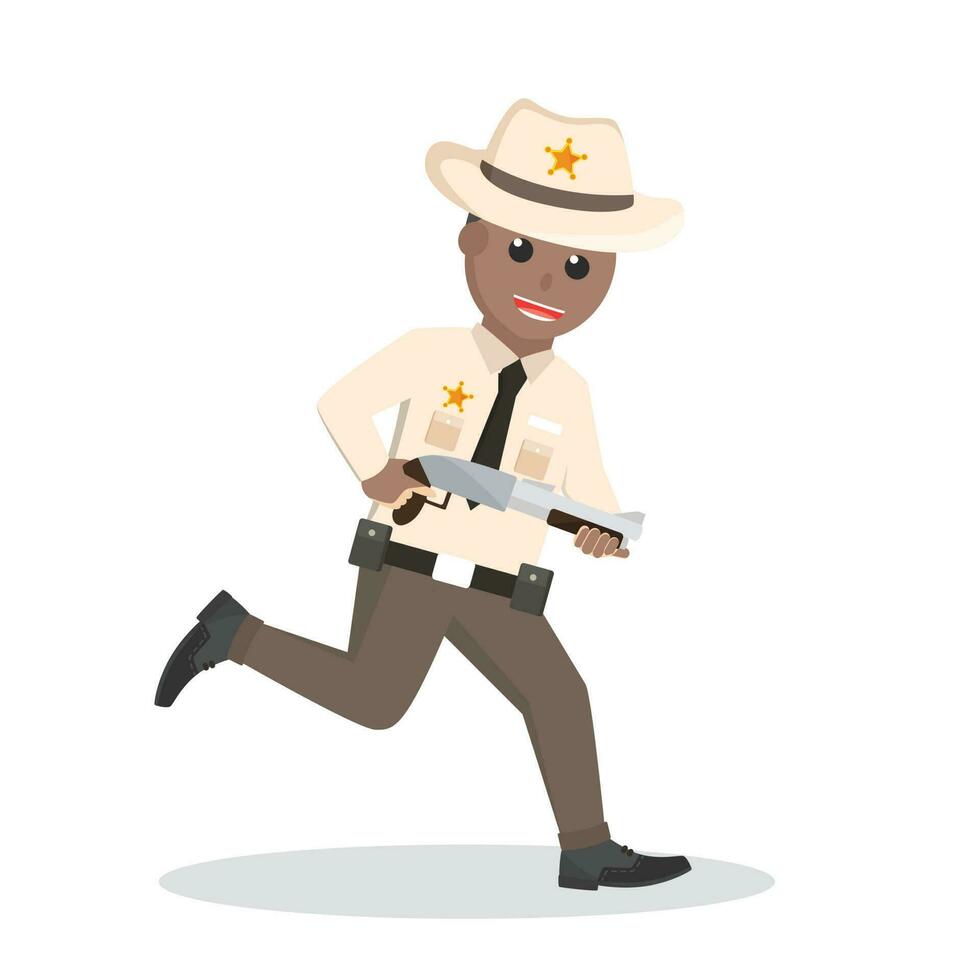 Sheriff african With Shotgun design character on white background vector