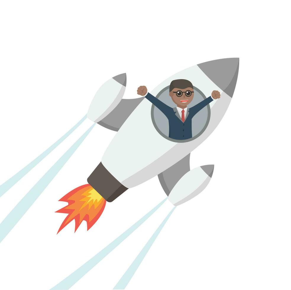 nerd african ride rocket design character on white background vector