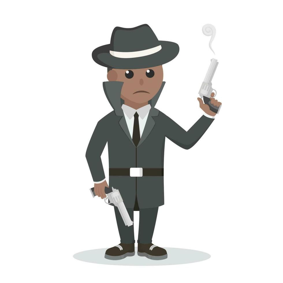 spy african holding double gun design character on white background vector